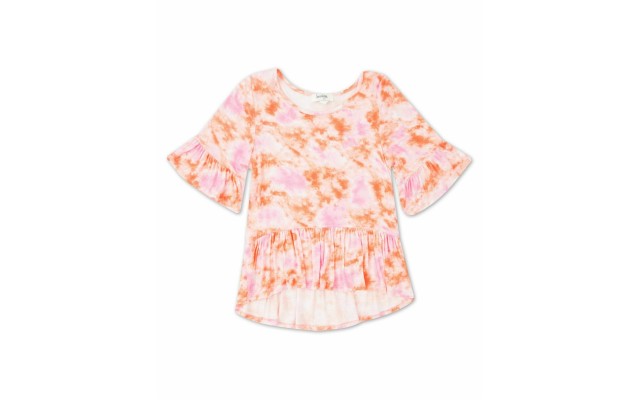 Speechless Big Girls Tie Dye Baby Doll Top (Large, Pink)