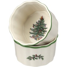 Spode Christmas Tree Round Scalloped Ramekins (Set of 2)