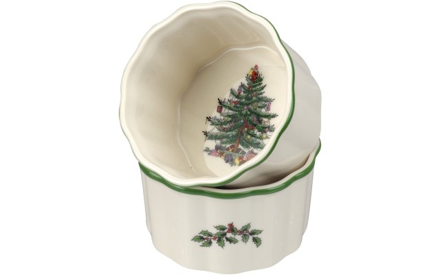 Christmas Tree Round Scalloped Ramekins (Set of 2)