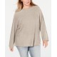 Style & Co. Womens Plus Linen Blend Striped Pullover Sweater, Beige, 1X