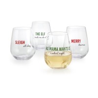 The Cellar Cheer Stemless Wine Glasses Set of 4