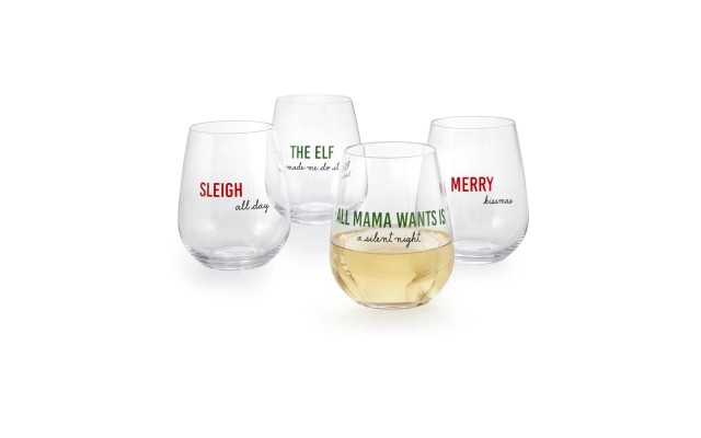  Cheer Stemless Wine Glasses Set of 4