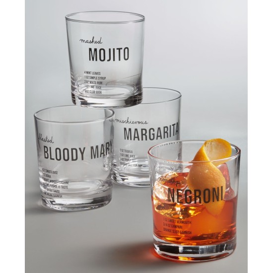  Recipe Double Old-Fashioned Glasses, Set of 4