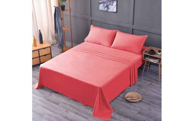  Wrinkle Free Sheet Sets with Deep Pockets & Stain Resistant, 1800 Thread Count Bamboo Based, Coral, California King