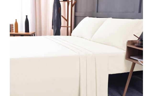  Wrinkle Free Sheet Sets with Deep Pockets & Stain Resistant, 1800 Thread Count Bamboo Based, Ivory, King