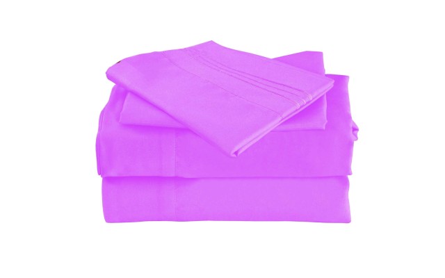  Wrinkle Free Sheet Sets with Deep Pockets & Stain Resistant, 1800 Thread Count Bamboo Based, Lavender, Full