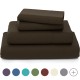  Wrinkle Free Sheet Sets with Deep Pockets & Stain Resistant, 1800 Thread Count Bamboo Based, Brown, King Pillowcases (Set of 2)