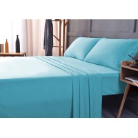 the Season Essentials Wrinkle Free Sheet Sets with Deep Pockets & Stain Resistant, 1800 Thread Count Bamboo Based, Aqua, Queen