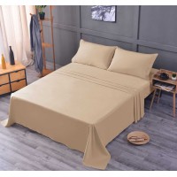 the Season Essentials Wrinkle Free Sheet Sets with Deep Pockets & Stain Resistant, 1800 Thread Count Bamboo Based, Beige, California King
