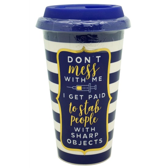 Ceramic Travel Mug with Sili Blue