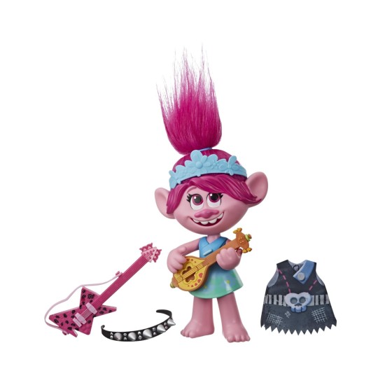  DreamWorks World Tour Pop-to-Rock Poppy Singing Doll with 2 Different Looks and Sounds