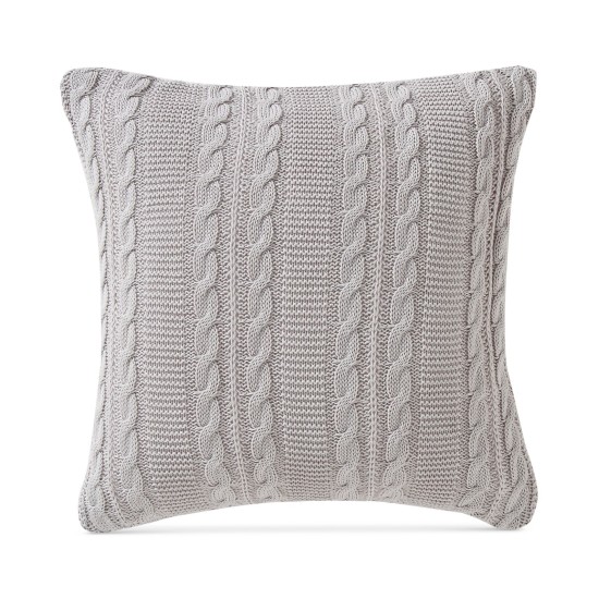  Home Dublin Cable Knit Cotton Decorative Pillow, 18 x 18