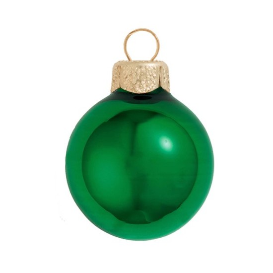  1.25 Glass 20 pcs Christmas Ornaments, Green Shiny, 1.25