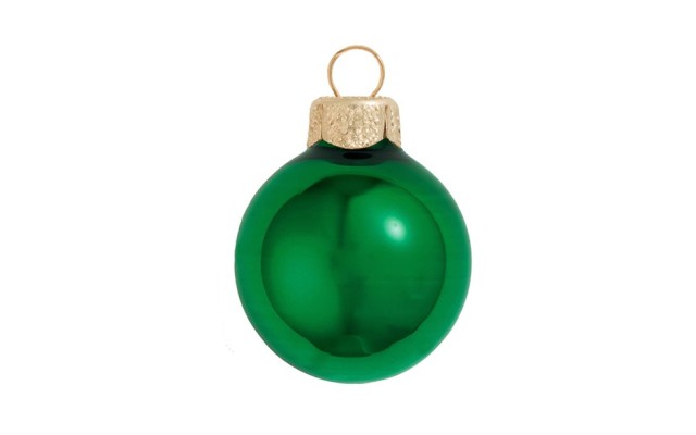  1.25 Glass 20 pcs Christmas Ornaments, Green Shiny, 1.25