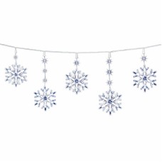 18′ LED Snowflake String 16 Transparent Snowflakes Lights