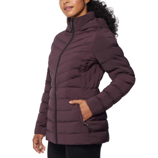  Ladies' Water resistant Power Stretch Hooded Jacket, Purple, Large
