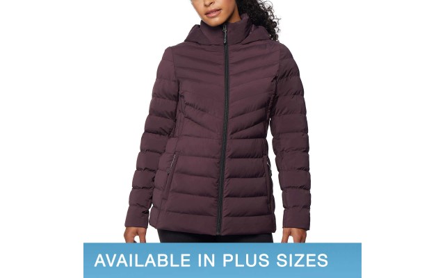  Ladies' Water resistant Power Stretch Hooded Jacket, Purple, Large