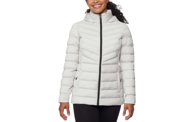  Ladies' Water resistant Power Stretch Hooded Jacket, Silver, Large