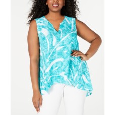 Alfani Womens  Printed Sleeveless V Neck Tunic  Dark Blue