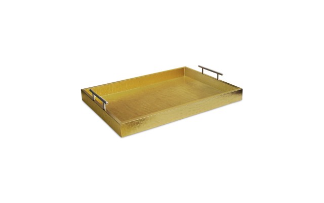 Alligator-Embossed Tray with Metal Handles