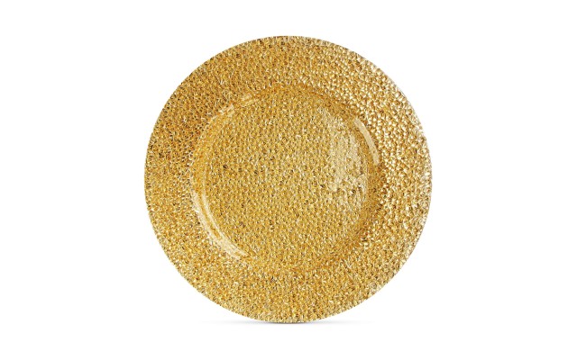  Glamour Gold-Tone Glass Charger Plate