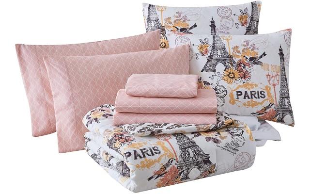  8-piece Cherie Comforter Set Queen, Coral