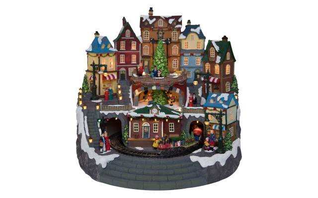  Animated Holiday Village with Turning Animated Train & Music DF63872