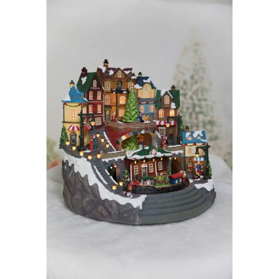  Animated Holiday Village with Turning Animated Train & Music DF63872