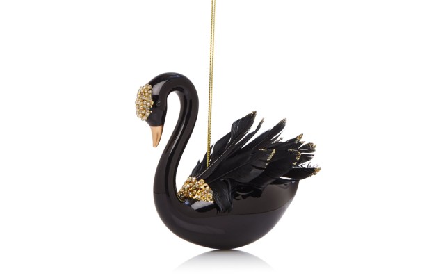 Bloomingdale’s Glass Black Swan Ornament