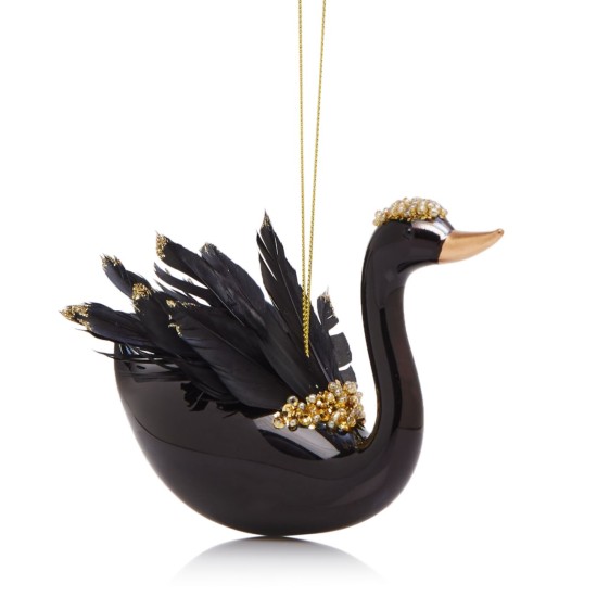 Bloomingdale’s Glass Black Swan Ornament