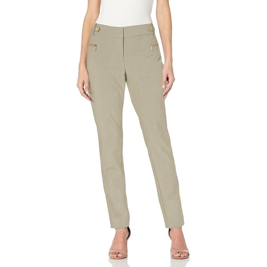  Women's Zip-Pocket Straight-Leg Pants, Silver, 14