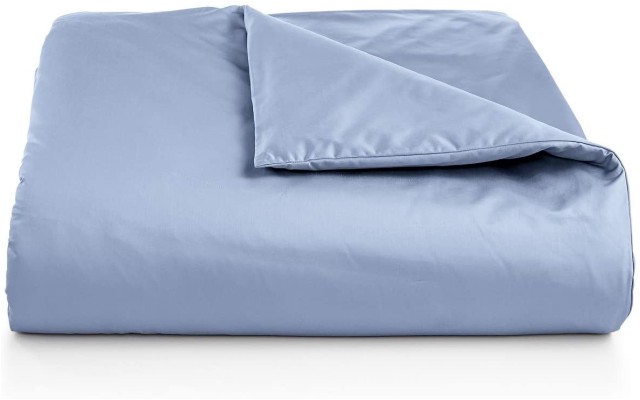  Damask Solid 550 Thread Count Supima Cotton King Duvet Cover Horizon, Blue