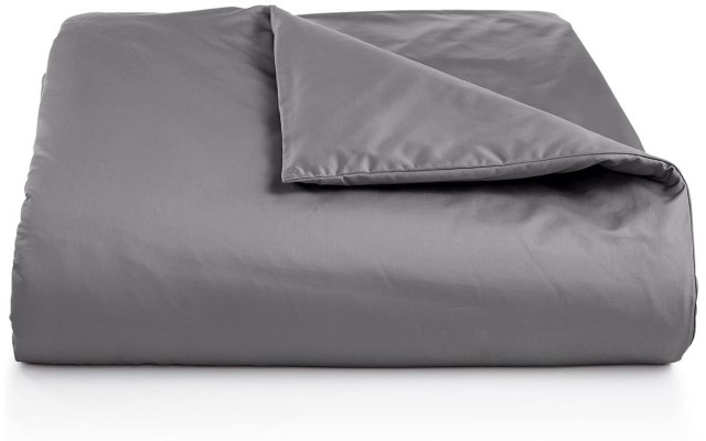  Damask Solid 550 Thread Count Supima Cotton King Duvet Cover Horizon, Gray