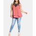 Womens Crochet Yoke Layered Blouse Wine, wine, 18W
