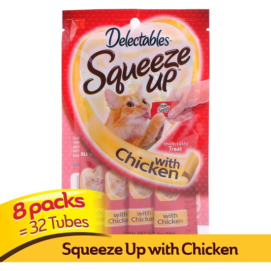  Squeeze Up Lickable Wet Cat Treats, Chicken-32 Tubes
