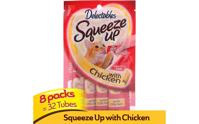  Squeeze Up Lickable Wet Cat Treats, Chicken-32 Tubes