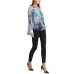  Printed Surplice Blouson Top (Purple), Purple, Small