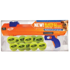 Nerf Elite 20″ Blaster Dog Toy + 12 Squeak Tennis Balls