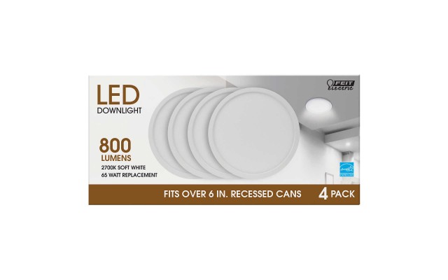 FEIT LED 7.5” Flat Panel Downlight, 4-pack
