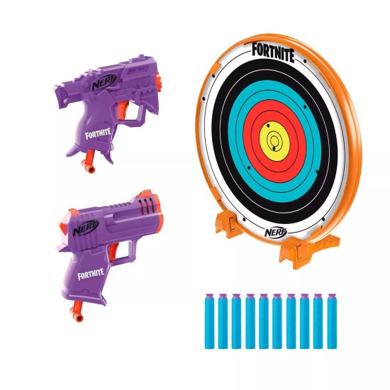 Fortnite Targeting Set with 2 Micro Blasters Suction Darts Stick To Target, 10 suction darts and target