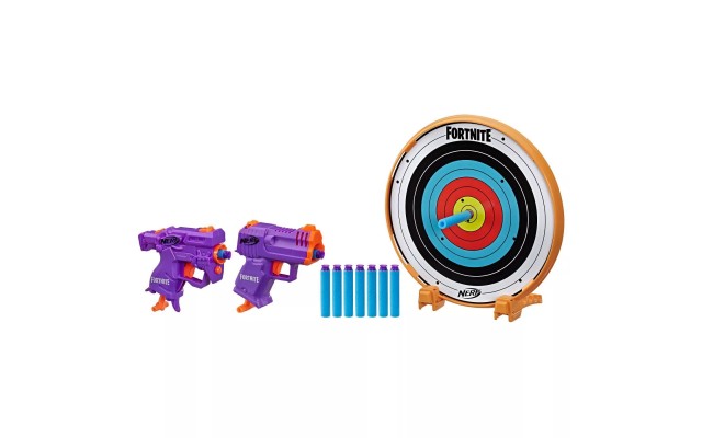 Fortnite Targeting Set with 2 Micro Blasters Suction Darts Stick To Target, 10 suction darts and target