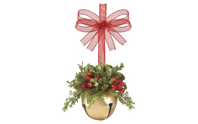  Kissing Krystals Mistletoe Gold Sleigh Bell