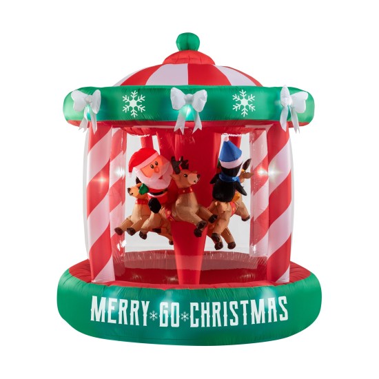  Animated Christmas Carousel Airblown Lighted Inflatable Giant 117376