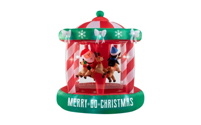  Animated Christmas Carousel Airblown Lighted Inflatable Giant 117376