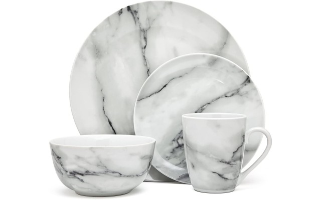 Silver Art Marble Design 16 Piece Dinner Set