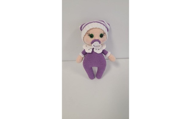 Handmade Amigurumi Baby Wool For Girls or Boys Funny Soft Toys Safety For Kids, Purple Baby - 3.14 inches