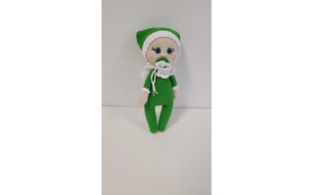 Handmade Amigurumi Baby Wool For Girls or Boys Funny Soft Toys Safety For Kids, Green Baby - 3.93 inches