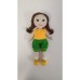 Handmade Amigurumi Crochet Wool Long Short Braided Hair Girls For Fun Game, Girl In Green Shorts - 5.11 inches, 5.11