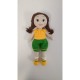 Handmade Amigurumi Crochet Wool Long Short Braided Hair Girls For Fun Game, Girl In Green Shorts - 5.11 inches, 5.11