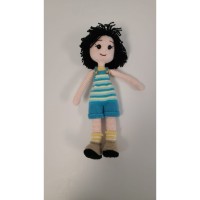 Handmade Amigurumi Crochet Wool Long Short Braided Hair Girls For Fun Game, Short Black Hair Girl - 5.90 inches, 5.90